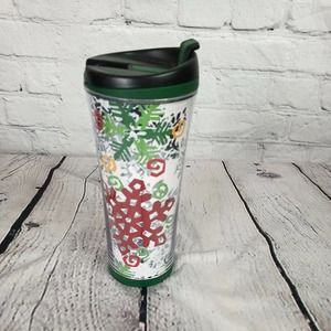 2007 Starbucks Silver Snowflake Winter/Christmas Holiday Travel Tumbler 16 oz.